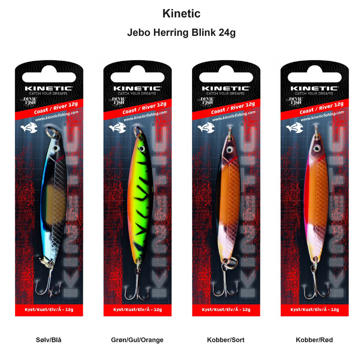 Farveoversigt – Kinetic Jebo Herring Blink 24g