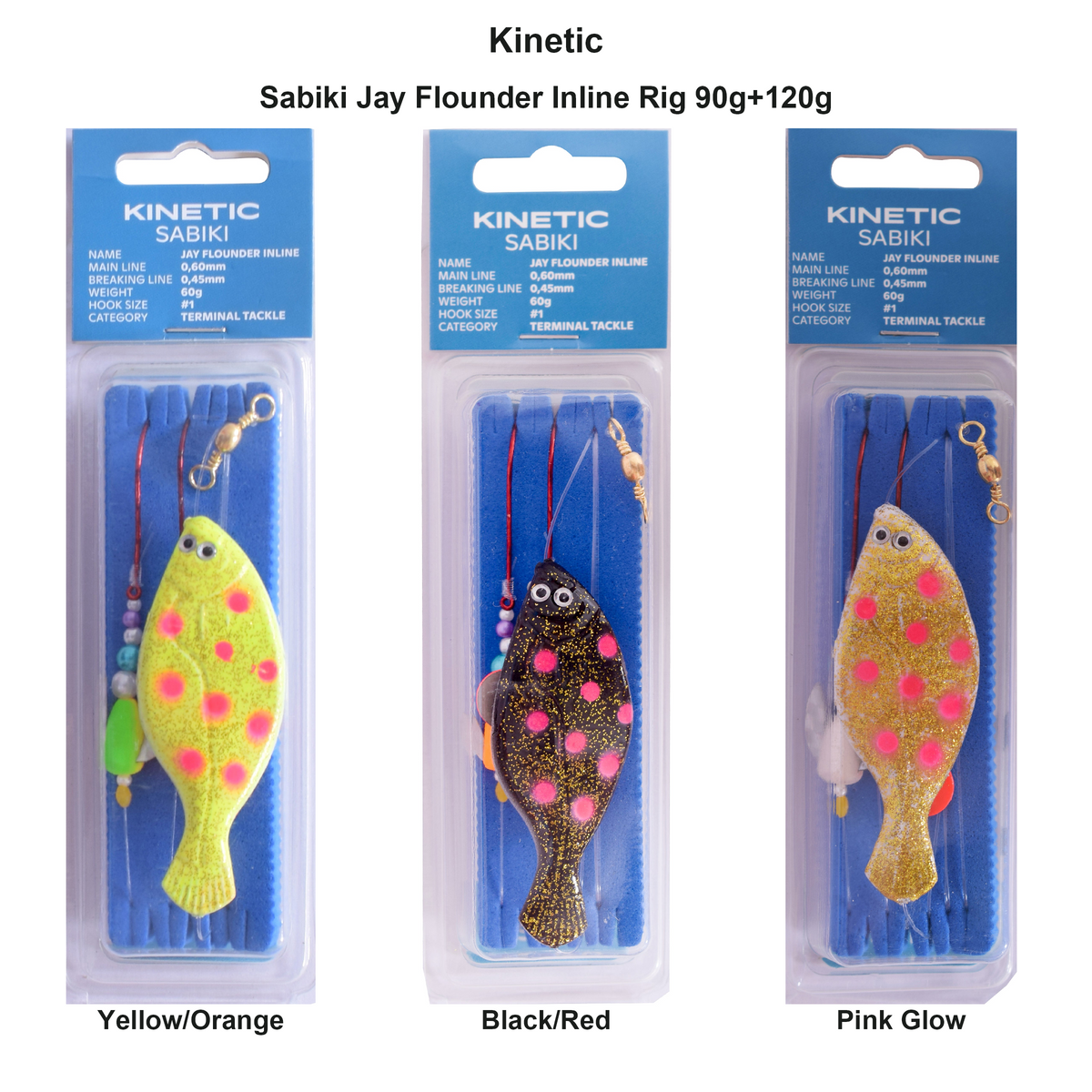 Farveoversigt – Kinetic Sabiki Jay Flounder Inline Rig 90g+120g