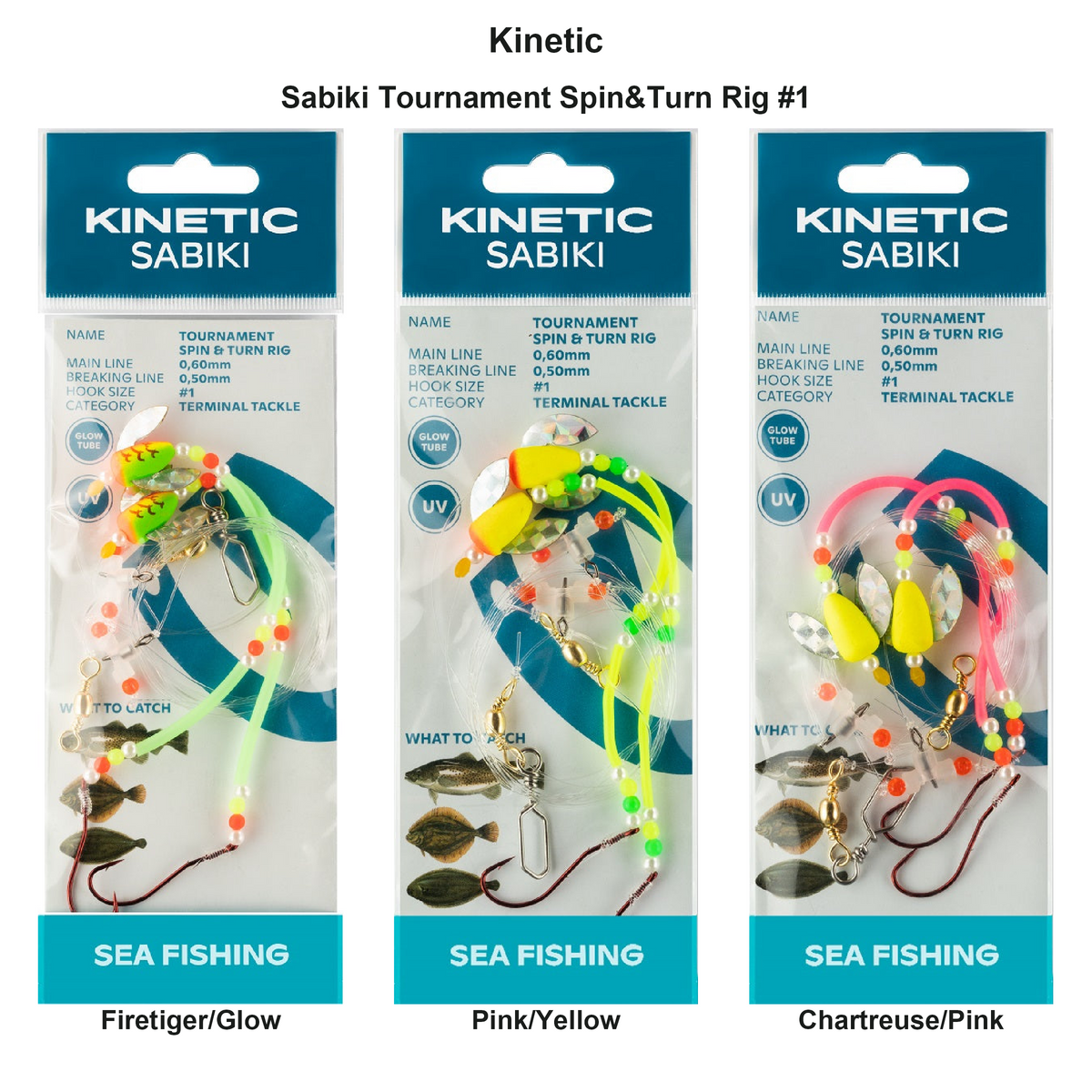 Farveoversigt – Kinetic Sabiki Tournament Spin&Turn Rig #1