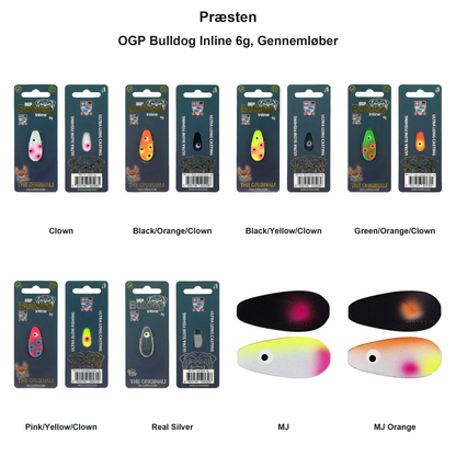 Farveoversigt – OGP Bulldog Inline 6g, Gennemløber
