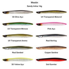 Farveoversigt – Westin Sandy Inline 14g