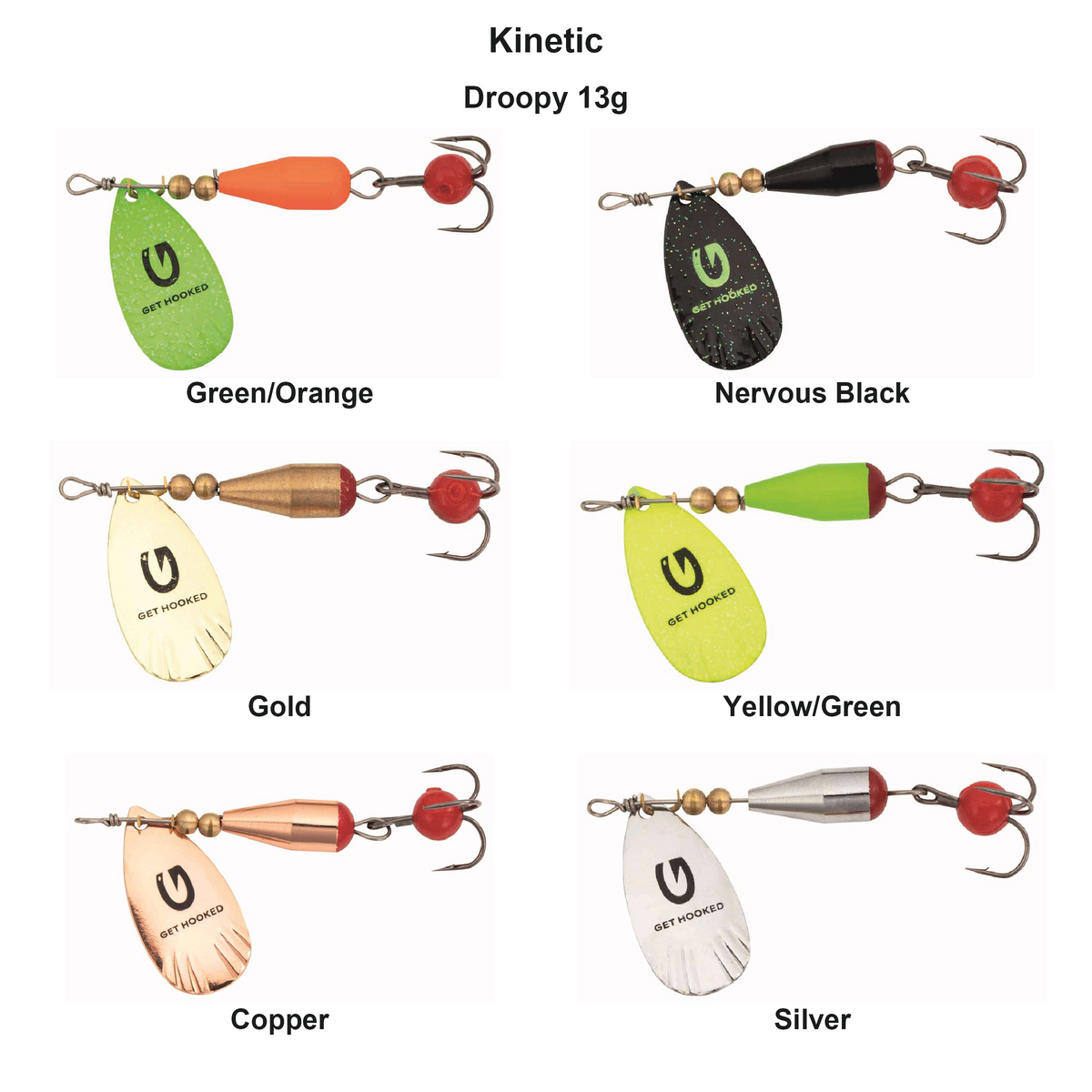 Farveoversigt – Kinetic Droopy 13g