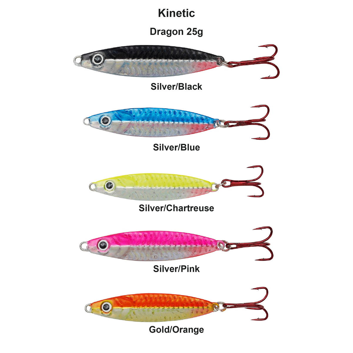 Farveoversigt – Kinetic Dragon 25g
