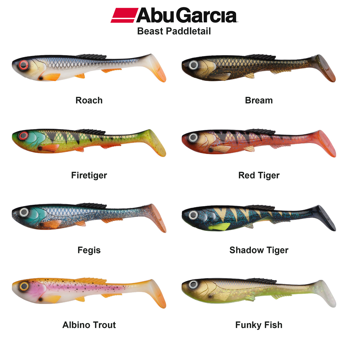 Farveoversigt – Abu Garcia Beast Paddletail
