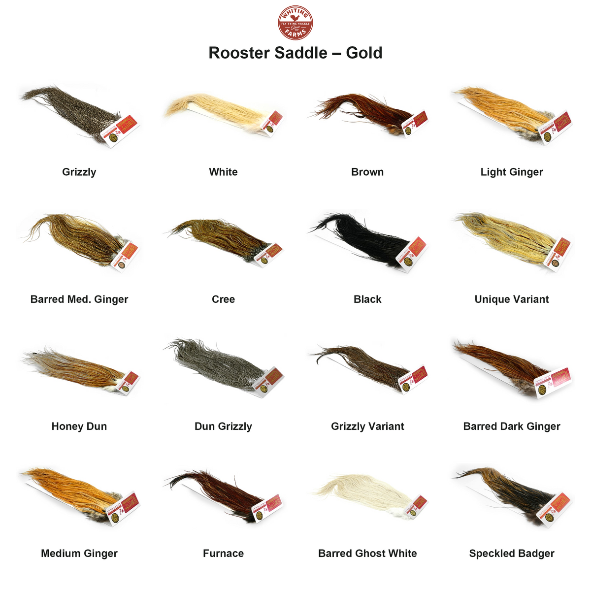 Farveoversigt – Whiting Rooster Saddle – Gold