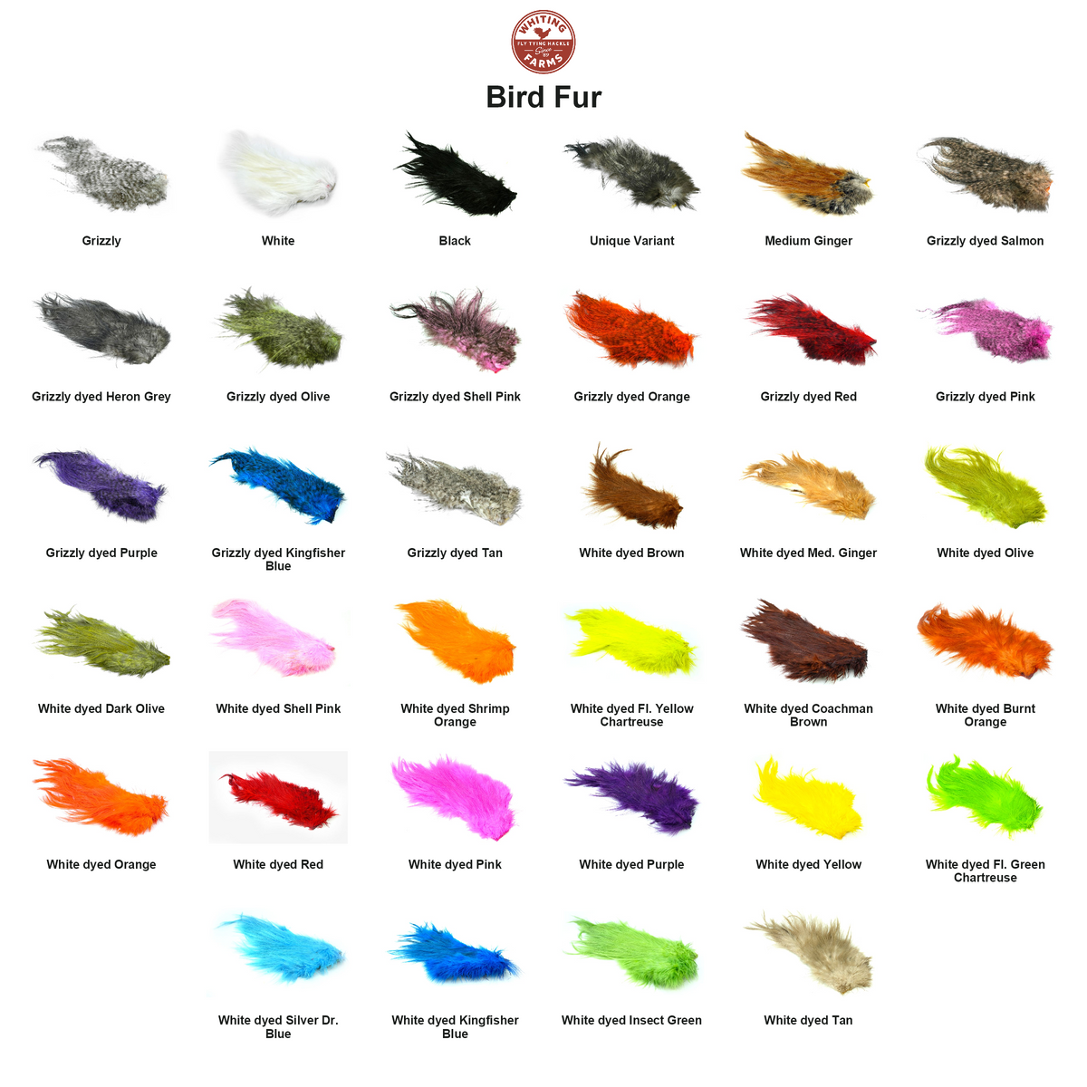 Farveoversigt – Whiting Bird Fur