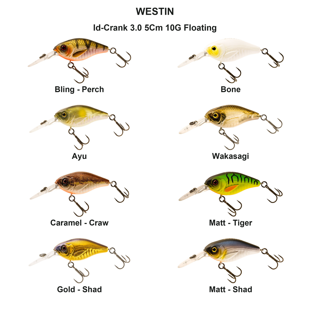 Farveoversigt – Id-Crank 3.0 5Cm 10G Floating