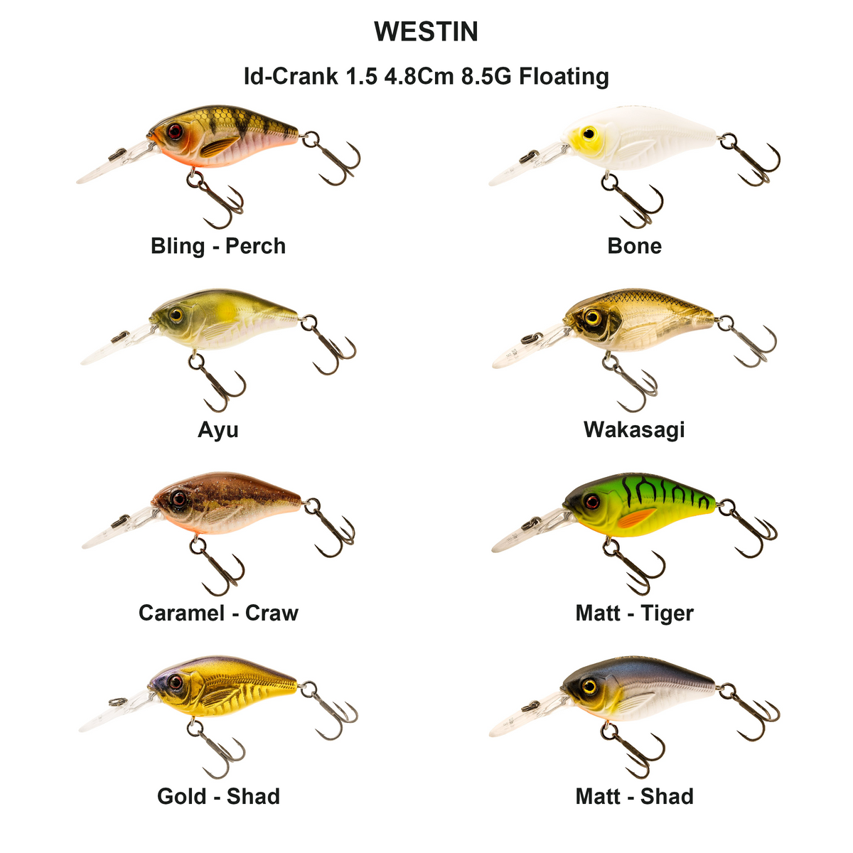 Farveoversigt – Id-Crank 1.5 4.8Cm 8.5G Floating