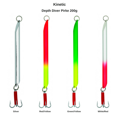 Kinetic Depth Diver Pirke 200g – farveoversigt med 4 farver
